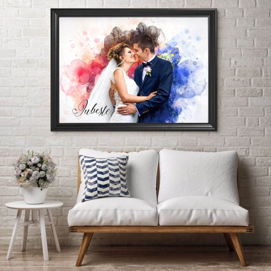 tablou watercolor personalizat acuarela fotografie canvas cadou tablou nasi premium extra bootiq ro