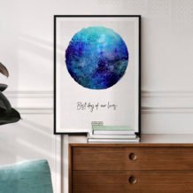 The Magic Sky Watercolor 50x70cm - Tablou personalizat cu harta stelelor asa cum a aratat intr-o noapte speciala Image