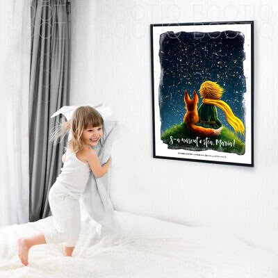 Alternative view of The Little Prince & Stars - Tablou Micul Print personalizat cu Harta Stelelor® asa cum a aratat cand s-a nascut un print sau o printesa.