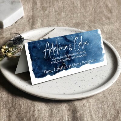 Alternative view of Invitatie de Nunta Handmade Watercolor Night Sky, Harta Stelelor, asa cum va arata la nunta ta - Meniu Nunta, Placecard Nunta in acelasi stil