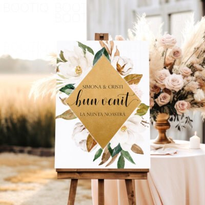 White Gold - Semn pentru Nunta personalizat simplu sau cu lista invitatilor
