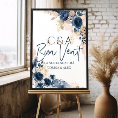 Moon Flowers Wedding - Semn pentru Nunta personalizat simplu sau cu lista invitatilor