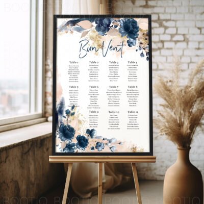 Alternative view of Moon Flowers Wedding - Semn pentru Nunta personalizat simplu sau cu lista invitatilor