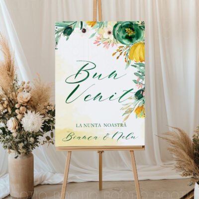 Green Flowers - Tablou semn pentru Nunta personalizat