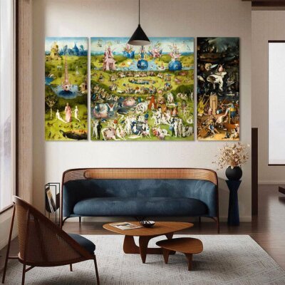Tablou Multi Canvas Set 3 Piese - The Garden of Earthly Delights de Hieronymus Bosch 100x180cm