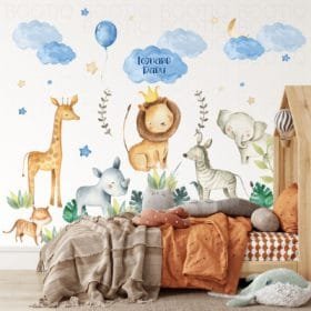 Sticker de perete Cute Safari Watercolor - Elemente decorative pentru camera copiilor Image