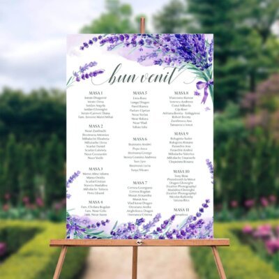 Alternative view of Lavender Wedding - Semn pentru Nunta personalizat simplu sau cu lista invitatilor cu tema lavanda