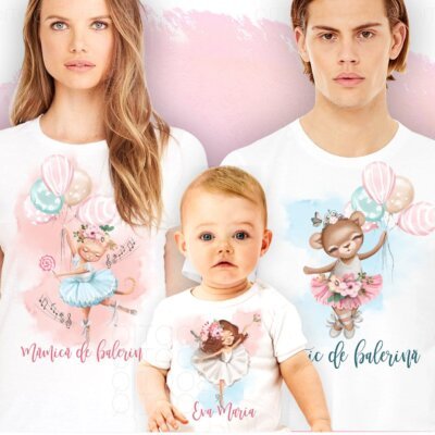 Alternative view of Pink Ballerina - Set Tricouri personalizate pentru taiere mot sau botez