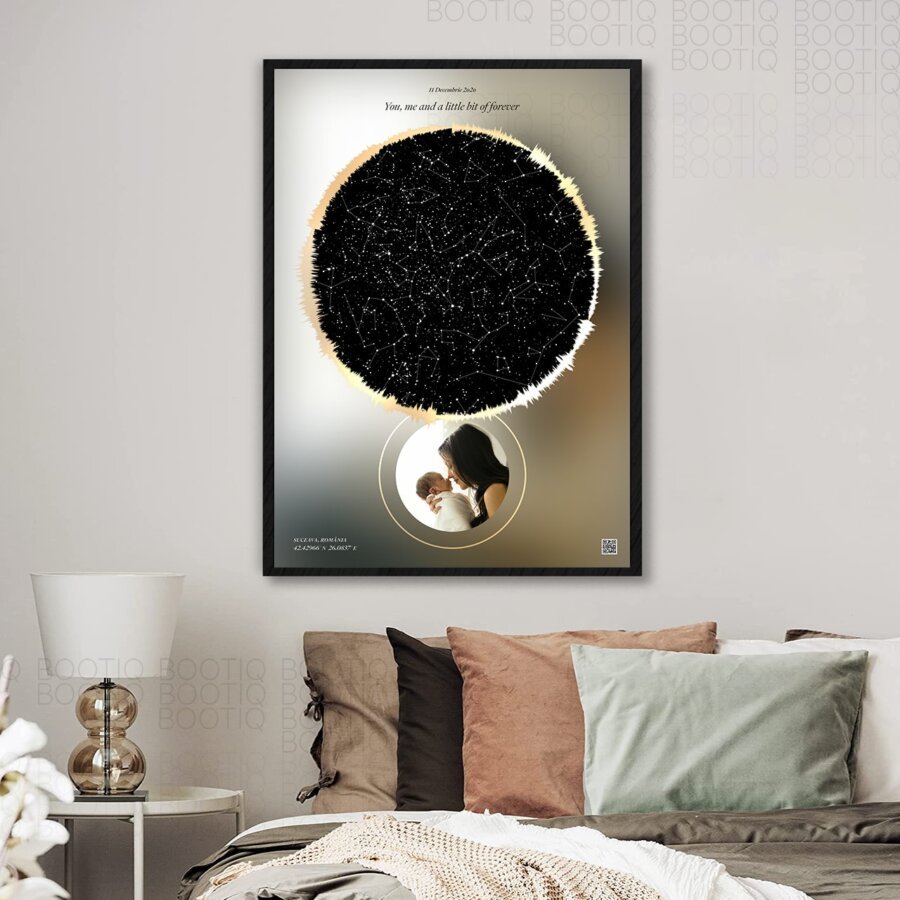 magic-sky-foto-tablou-personalizat-cu-stele-fotografie-si-sunet-gold-rama-neagra