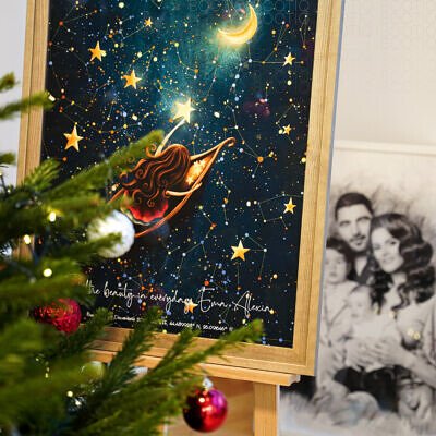 Alternative view of The Little Princess & Stars - Tablou personalizat cu harta stelelor asa cum a aratat cand s-a nascut o fetita.