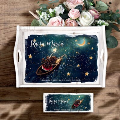 The Little Princess Tava personalizata cu harta stelelor si ilustratii watercolor