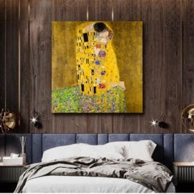 Tablou Gustav Klimt - The Kiss - Tablou imprimat canvas fine art premium bumbac - Reproducere de Arta 