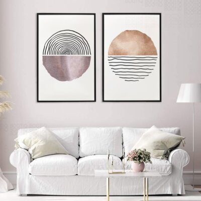 Set 2 Tablouri - Scribble Circle Pastel Colour