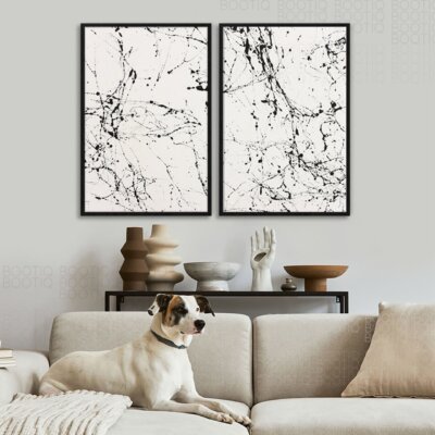 Set 2 Tablouri - Black ink texture