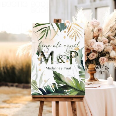 Tropical Leaves - Semn pentru Nunta personalizat simplu sau cu lista invitatilor