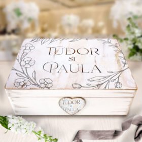 Cutie de Dar Delicate Blossom - Cutie Nunta Personalizata din Lemn Image