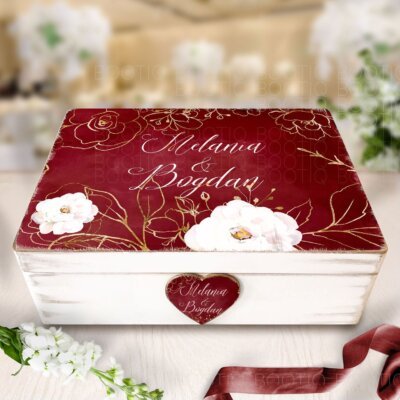 Cutie de Dar Nunta Royal Red - Cutie din Lemn Personalizata pentru Nunta