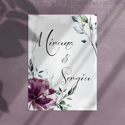 Invitatie de Nunta Handmade Purple Bliss - Meniu Nunta, Placecard Nunta in acelasi stil