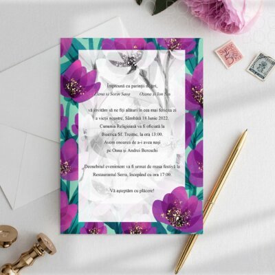 Alternative view of Invitatie de Nunta Handmade Love in Bloom - Meniu Nunta, Placecard Nunta in acelasi stil