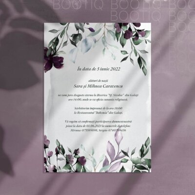 Alternative view of Invitatie de Nunta Handmade Purple Bliss - Meniu Nunta, Placecard Nunta in acelasi stil
