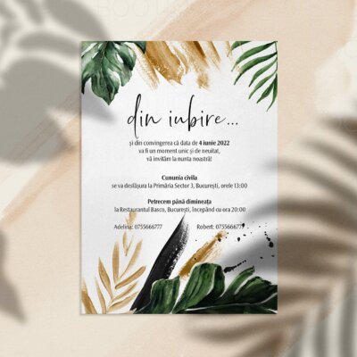 Alternative view of Invitatie de Nunta Handmade Watercolor Jungle Wedding - Meniu Nunta, Placecard Nunta in acelasi stil
