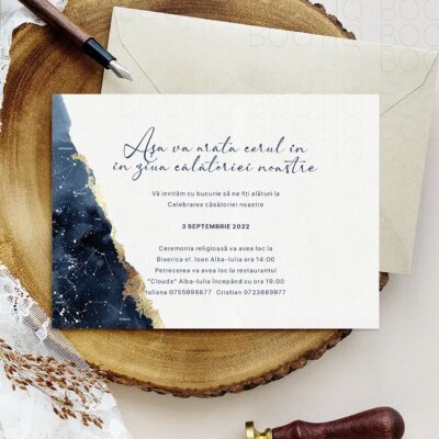Alternative view of Invitatie de Nunta Handmade Written in the stars - Meniu Nunta, Placecard Nunta in acelasi stil