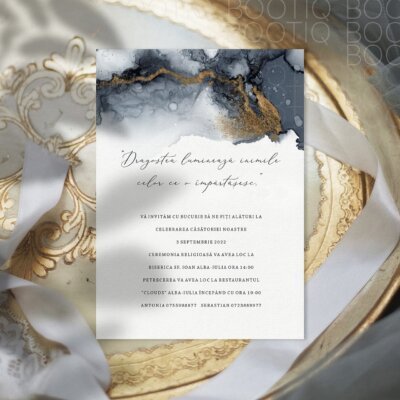 Alternative view of Invitatie de Nunta Handmade Ancient Love - Meniu Nunta, Placecard Nunta in acelasi stil