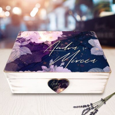 Cutie de Dar Nunta Starry Night - Cutie din Lemn Personalizata pentru Nunta
