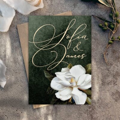 Invitatie de Nunta Green Night - Handmade - Invitatie digitala, Meniu Nunta, Placecard Nunta in acelasi stil