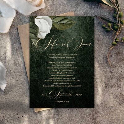 Alternative view of Invitatie de Nunta Green Night - Handmade - Invitatie digitala, Meniu Nunta, Placecard Nunta in acelasi stil