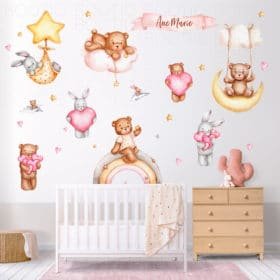 Set Urias Stickere de perete Teddy Girl and Bunny friends - Autocolante pentru camera fetite Set Urias Stickere de perete Teddy Girl and Bunny friends - Autocolante pentru camera fetite Image