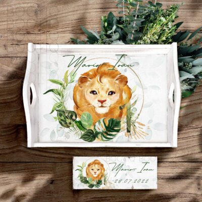 Alternative view of Tavita Mot Savanna Lion - Set Aniversar 1 An Tava Mot Personalizata si Cutiuta Prima Suvita