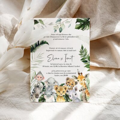 Alternative view of Invitatie Botez Handmade sau Digitala - Wild and Free | Invitatie Digitala, Placecard Botez & Meniu Botez in acelasi stil