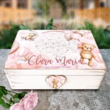 Cutie din Lemn Handmade The Magic Sky Teddy Pink - Cutie din Lemn Personalizata pentru Amintiri, Botez sau Aniversare Cutie din Lemn Handmade The Magic Sky Teddy Pink - Cutie din Lemn Personalizata pentru Amintiri, Botez sau Aniversare Image
