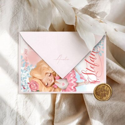 Alternative view of Invitatie Botez sau Aniversare Handmade - Pink Ballerina Blonde | Invitatie Digitala, Placecard Botez & Meniu Botez in acelasi stil
