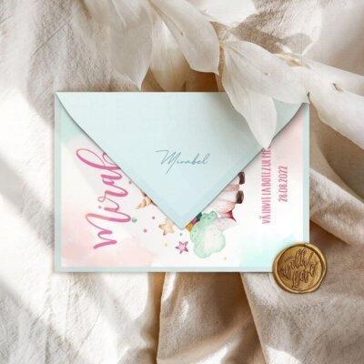 Alternative view of Invitatie Botez sau Aniversare Handmade - Unicorn's Dream | Invitatie Digitala, Placecard Botez & Meniu Botez in acelasi stil