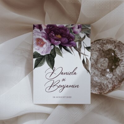 Invitatie de Nunta Handmade Soft Peony - Meniu Nunta, Placecard Nunta in acelasi stil