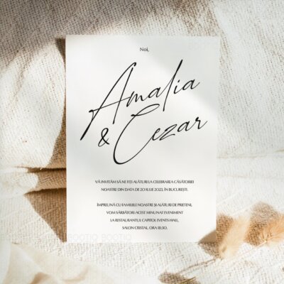 Invitatie de Nunta Handmade Minimalist Wedding No. 4 - Meniu Nunta, Placecard Nunta in acelasi stil