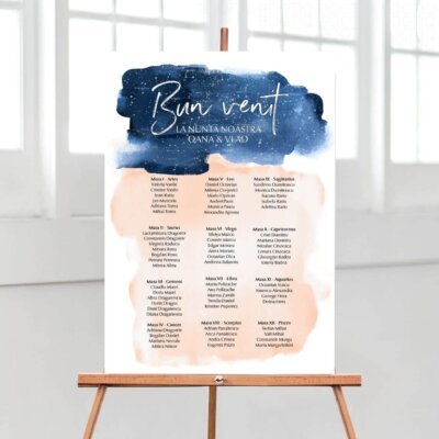 Alternative view of Watercolor Night Sky - Semn pentru Nunta personalizat simplu sau cu lista invitatilor