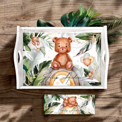 Tava Mot Personalizata - A Perfect Teddy Boy - Set Aniversar 1 An Tava Mot Personalizata si Cutiuta Prima Suvita