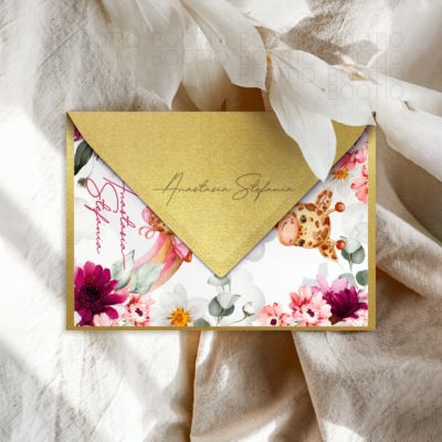 Alternative view of Invitatie Botez sau Aniversare Handmade - Girafa Simpatica | Invitatie Digitala, Placecard Botez & Meniu Botez in acelasi stil