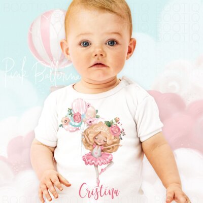 Body Personalizat Bebe - Pink Ballerina Blonde