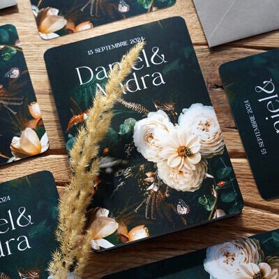 Alternative view of Invitatie de Nunta Handmade Whispers of Love - Invitatie de nunta, Meniu Nunta, Placecard Nunta in acelasi stil