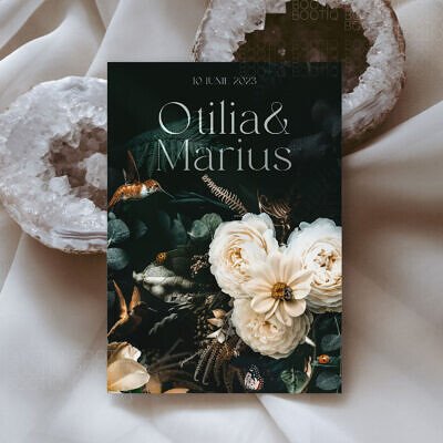 Invitatie de Nunta Handmade Whispers of Love - Invitatie de nunta, Meniu Nunta, Placecard Nunta in acelasi stil