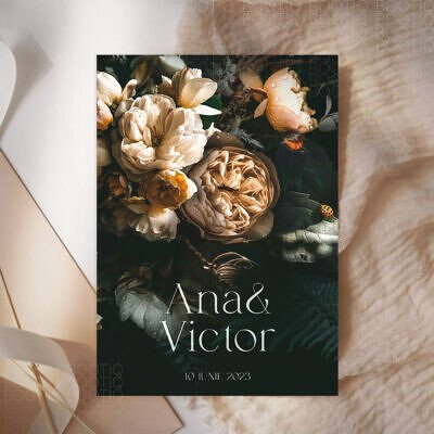 Invitatie de Nunta Handmade Whispers of Love no. 2 - Invitatie de nunta, Meniu Nunta, Placecard Nunta in acelasi stil