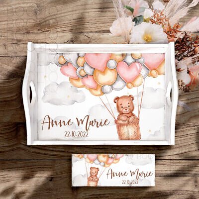 Balloon Teddy - Set Aniversar 1 An Tava Mot Personalizata si Cutiuta Prima Suvita