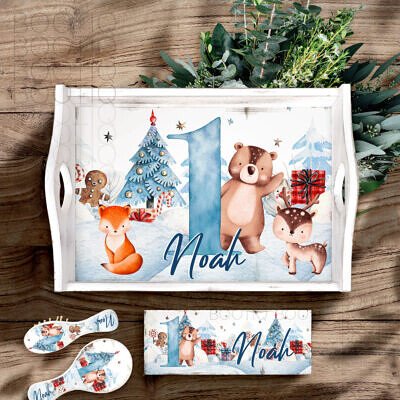 Tavita Mot Personalizata - First Christmas -  Set Aniversar 1 An Tava Mot Fetita si Cutiuta Prima Suvita
