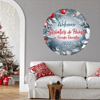 Cerc Relipicios Craciunesc cu Santa & Family - Un fel de Sticker Decorativ