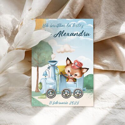 Invitatie Botez sau Aniversare Handmade - Go little boy | Invitatie Digitala, Placecard Botez & Meniu Botez in acelasi stil