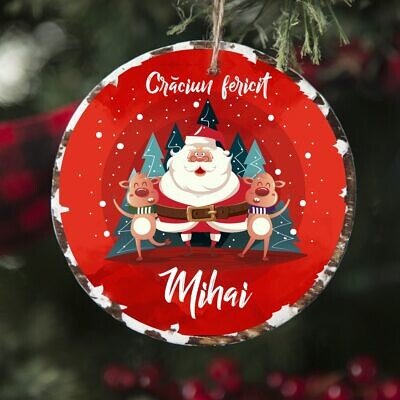 Alternative view of Santa Tree Friends - Decoratiune din Lemn pentru pomul de Craciun personalizata cu mesajul si numele copilului tau